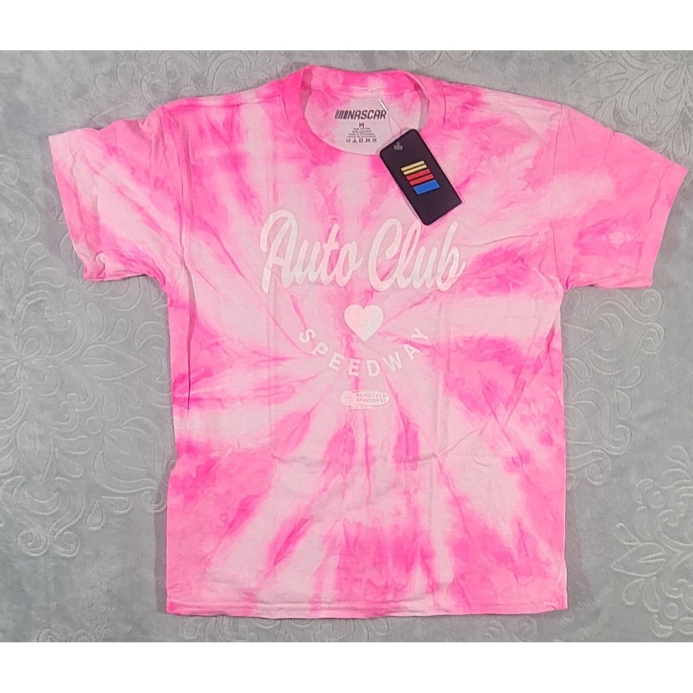 NASCAR Auto Club Speedway Pink Tie-Dye T-Shirt Size Girls Youth Medium  NWT